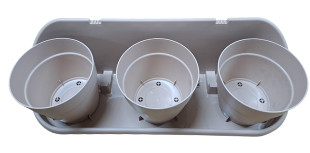 Poliwork Manolya 13 Triple Balkon Saksısı Krem