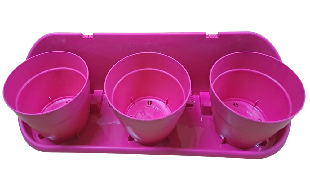 Poliwork Manolya 13 Triple Balkon Saksısı Pembe