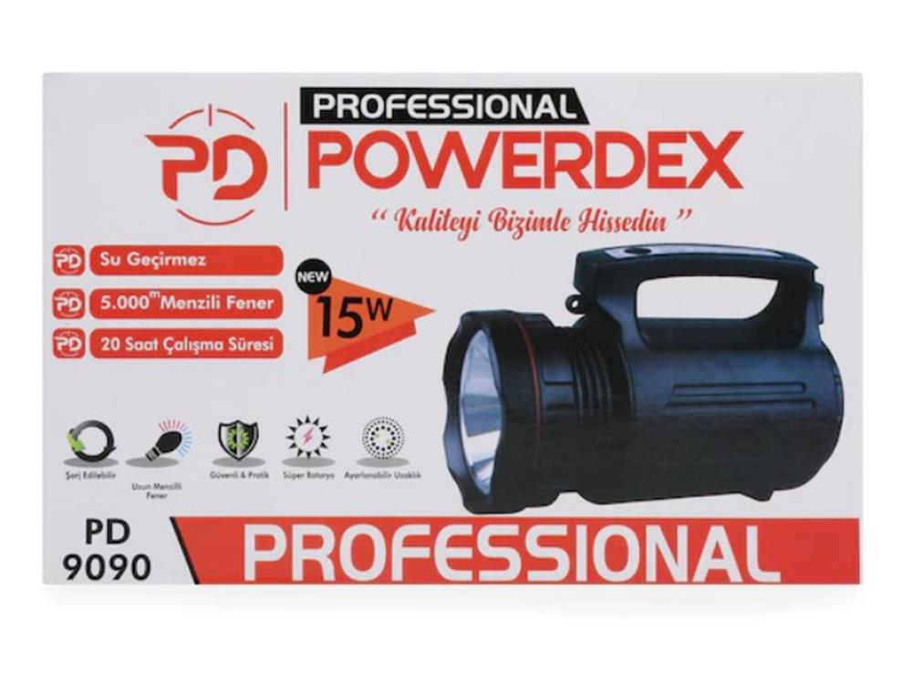 Powerdex Pd-9090 15 Watt Profesyonel Şarjlı Spot Fener