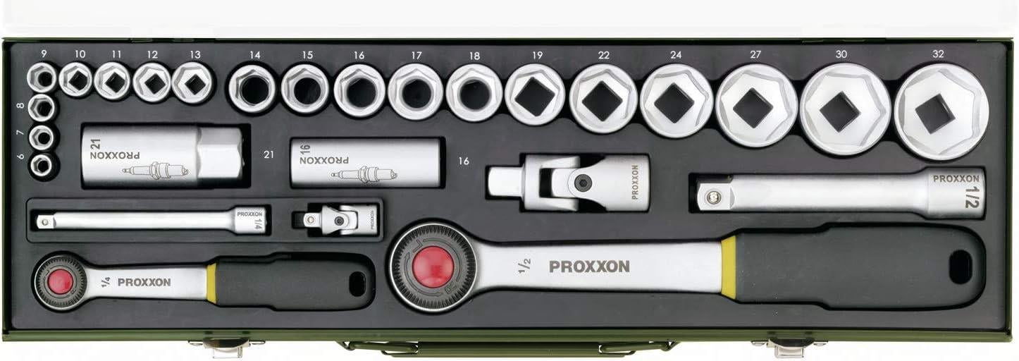 Proxxon 1/4-1/2 Cırcır Kollu 27 Parçalı Lokma Takımı 23020