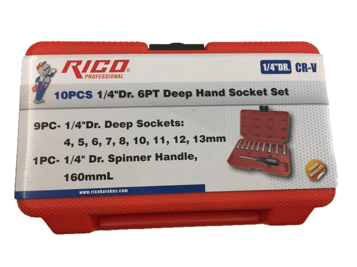 Rico 10 Pcs 1/4 Uzun Lokma Set 4-13mm