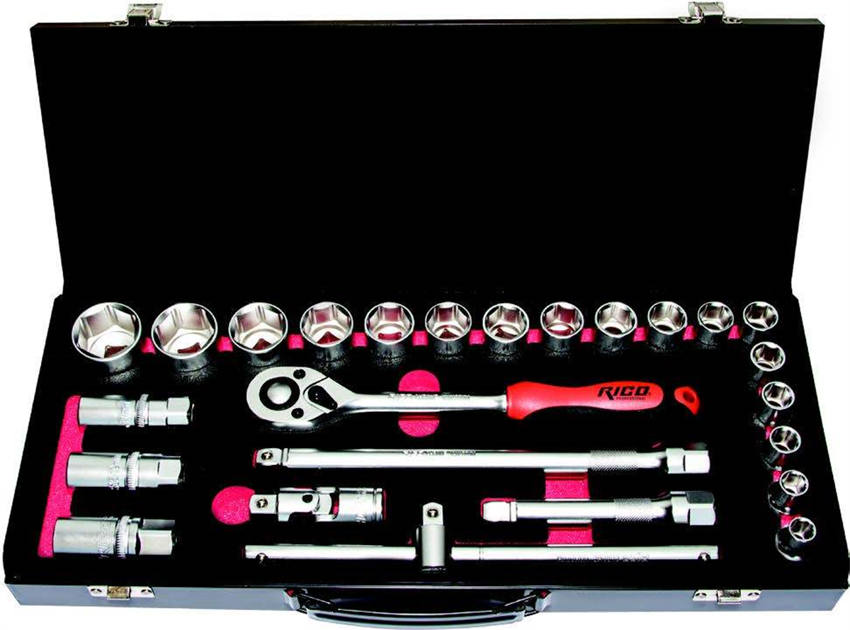 RICO Lokma Seti 6 Köşe 25pcs 1/2'' RC-1126 - 25 Parça Lokma Takımı
