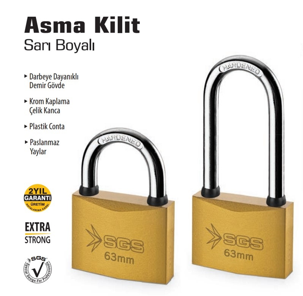 Sgs Asma Kilit Sarı 38 Mm SGS1343