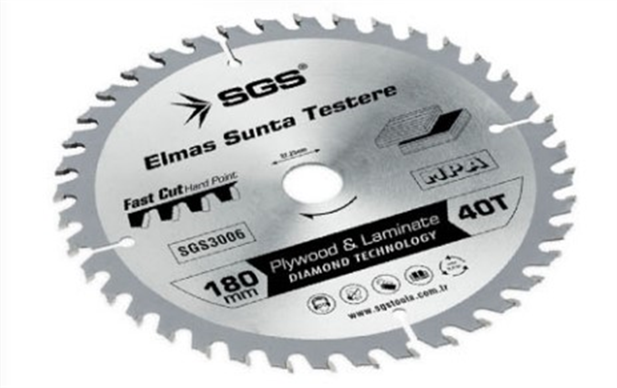 SGS Elmas Sunta Testere 180mm x 40T x 22.23mm SGS3006