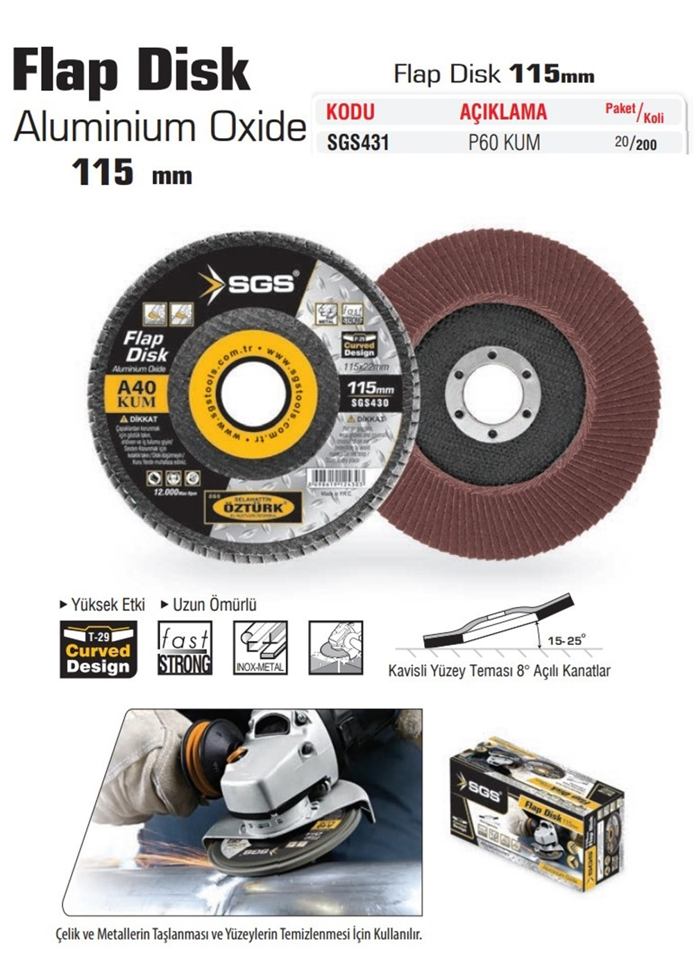 Sgs Flap Disk Zımpara 115 Mm 60 Kum SGS431
