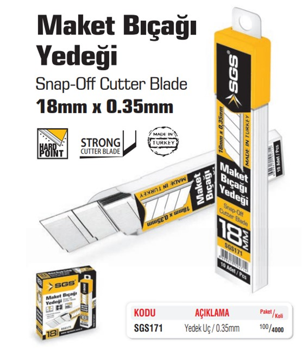 SGS Maket Bıçağı Yedeği 18 Mm Pk(10) SGS171
