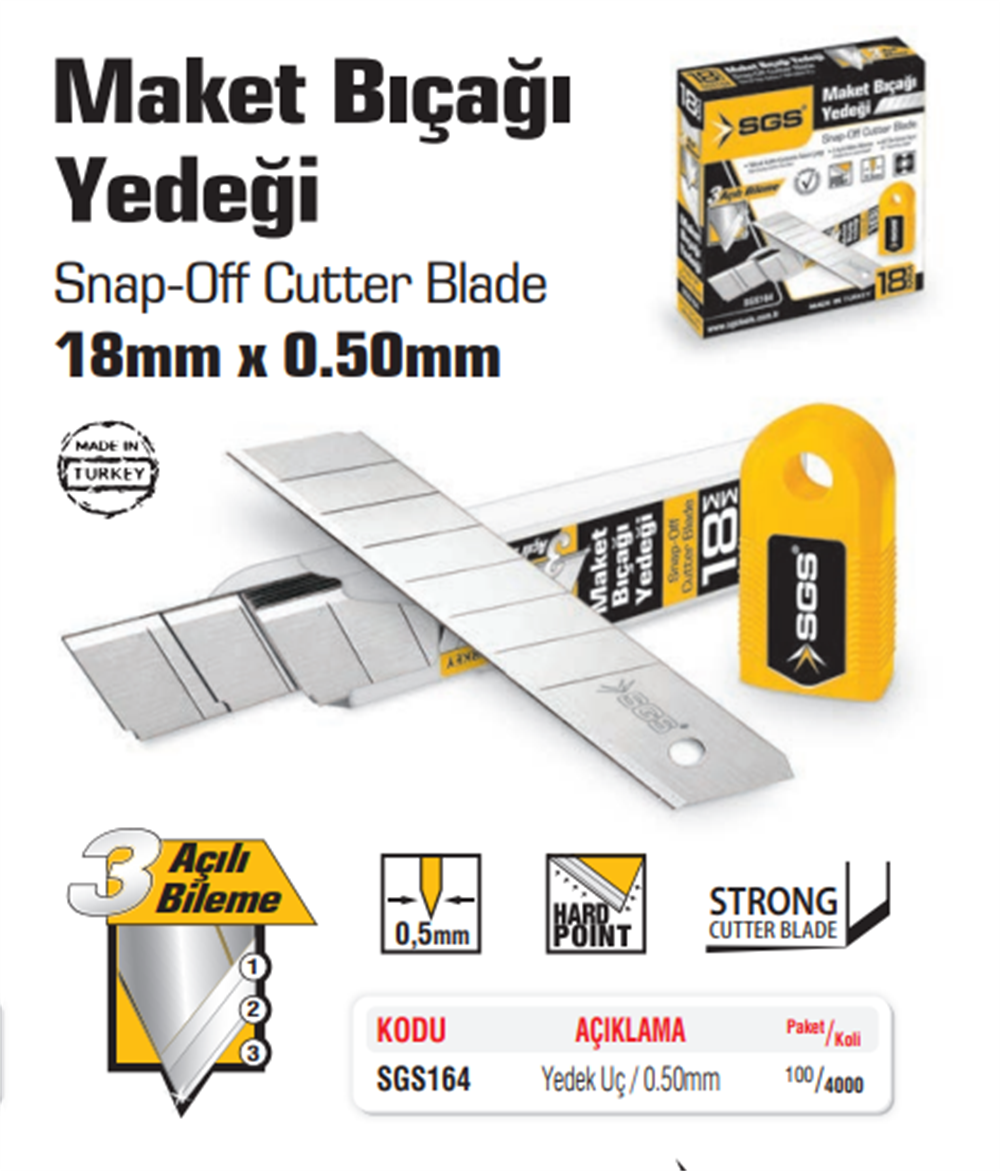 Sgs Maket Bıçağı Yedeği 18mm 1 Pk (10 Adet) SGS164