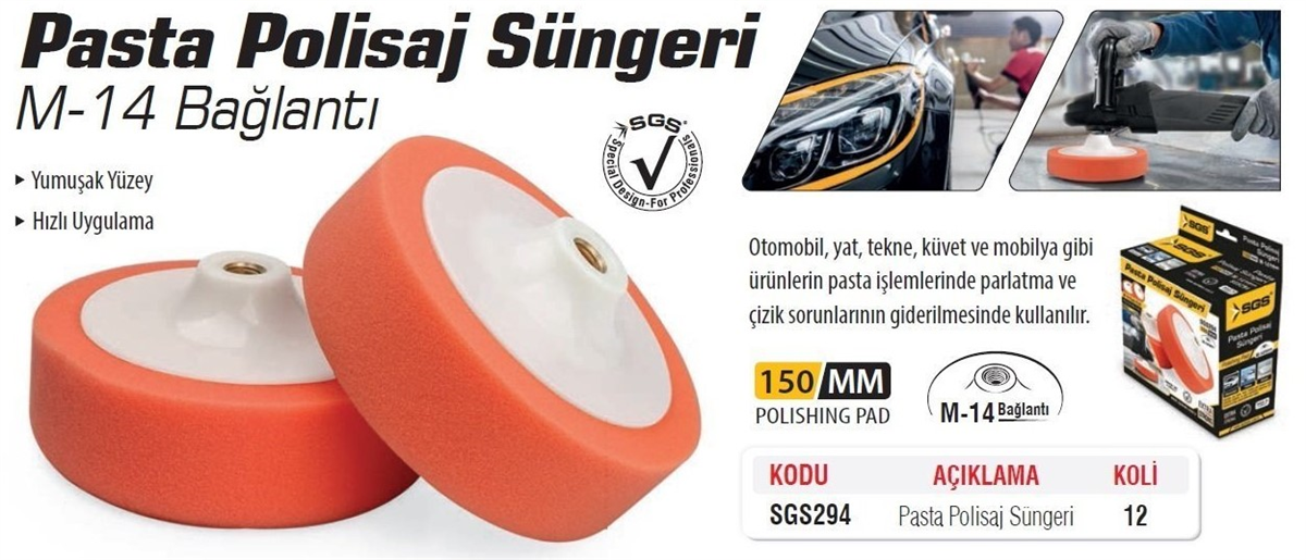 SGS Pasta Polisaj Süngeri 150 Mm SGS294