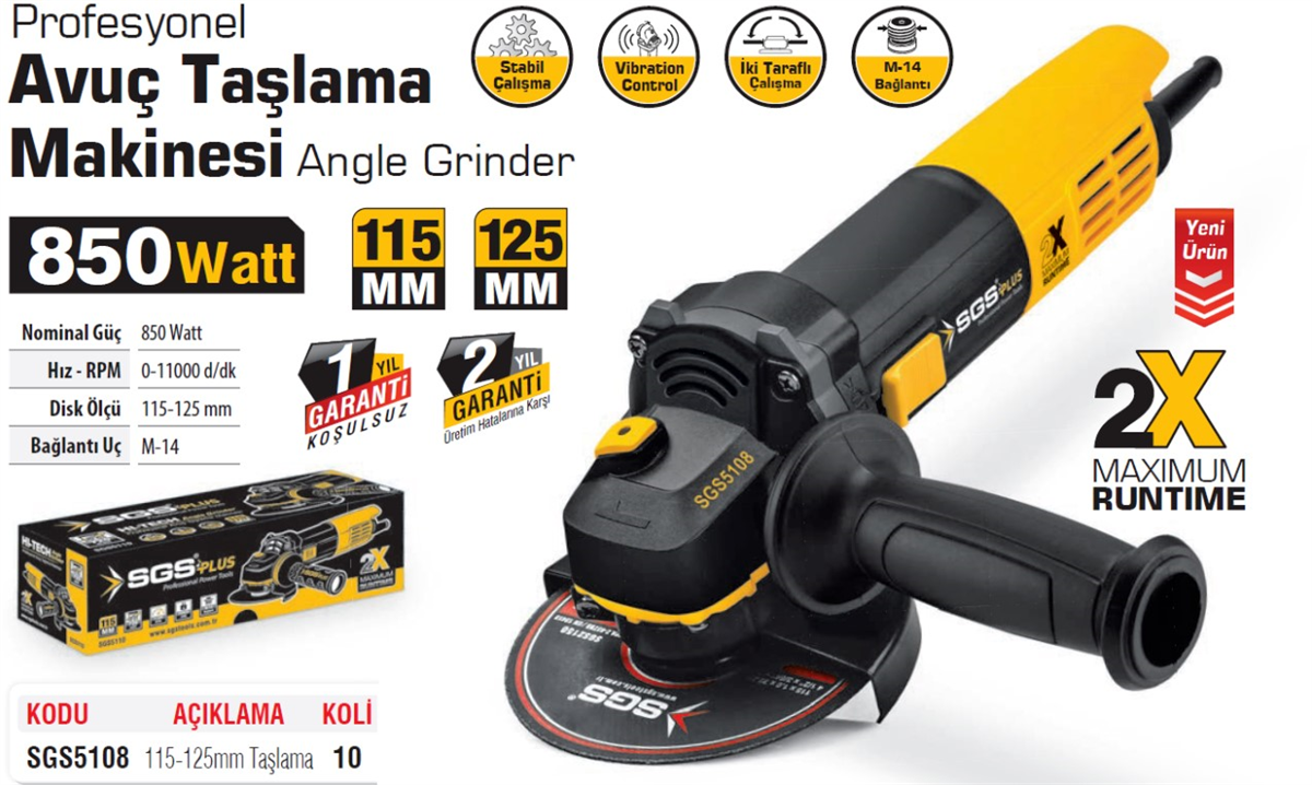 SGS Plus Avuç Taşlama Makinası 850W SGS5108