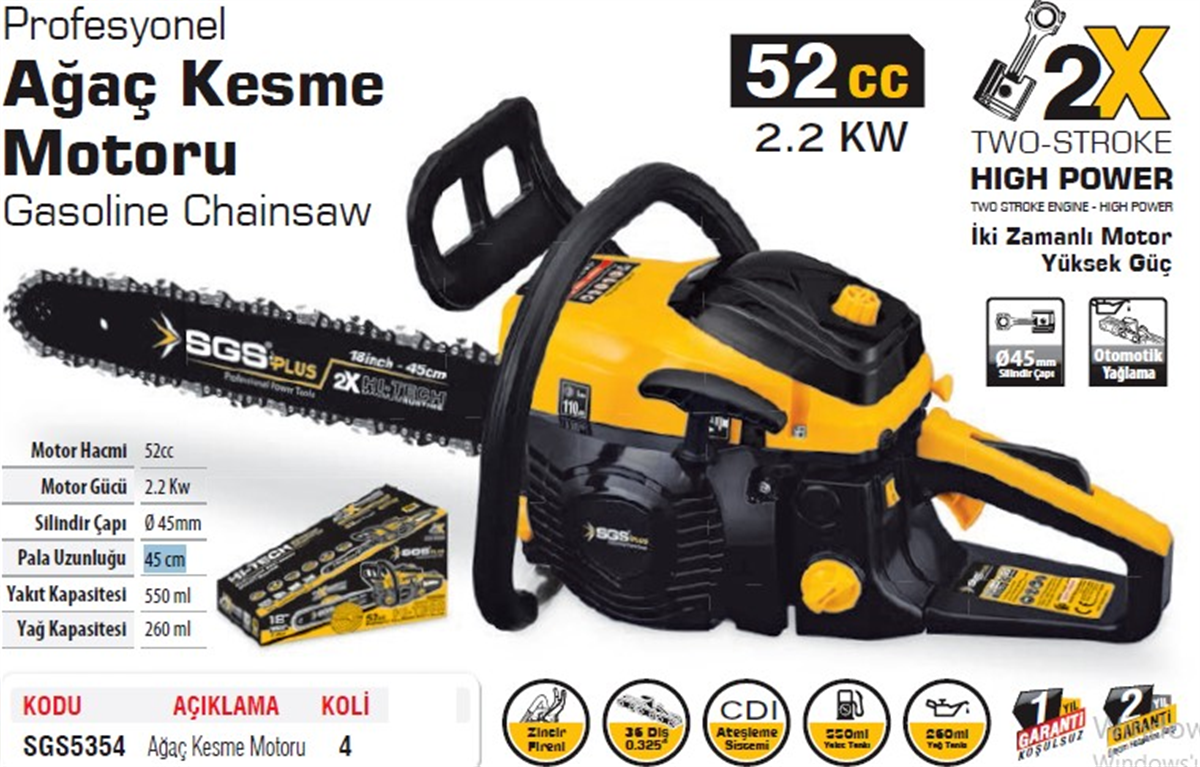 SGS Plus Benzinli Ağaç Kesme Motoru SGS5354