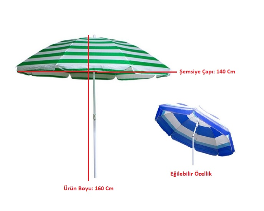 Sunlife Plaj Şemsiyesi Fiber 160 Cm