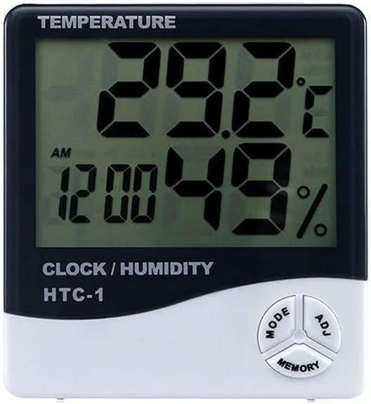 Temperature Dijital Saatli Nem Ölçer Termometre HTC-1