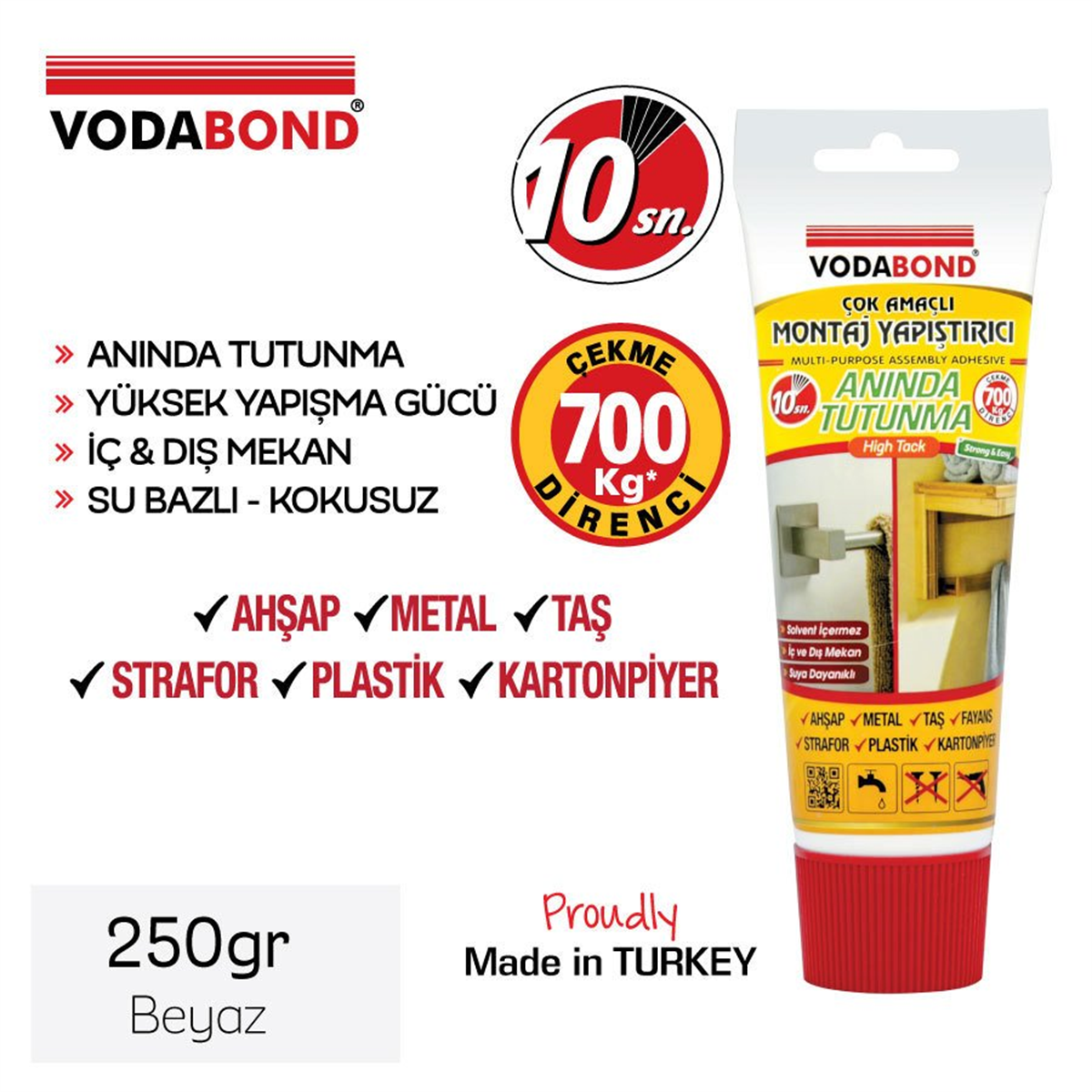 VODABOND Çok Amaçlı Montaj Yapıştırıcı Beyaz 200gr