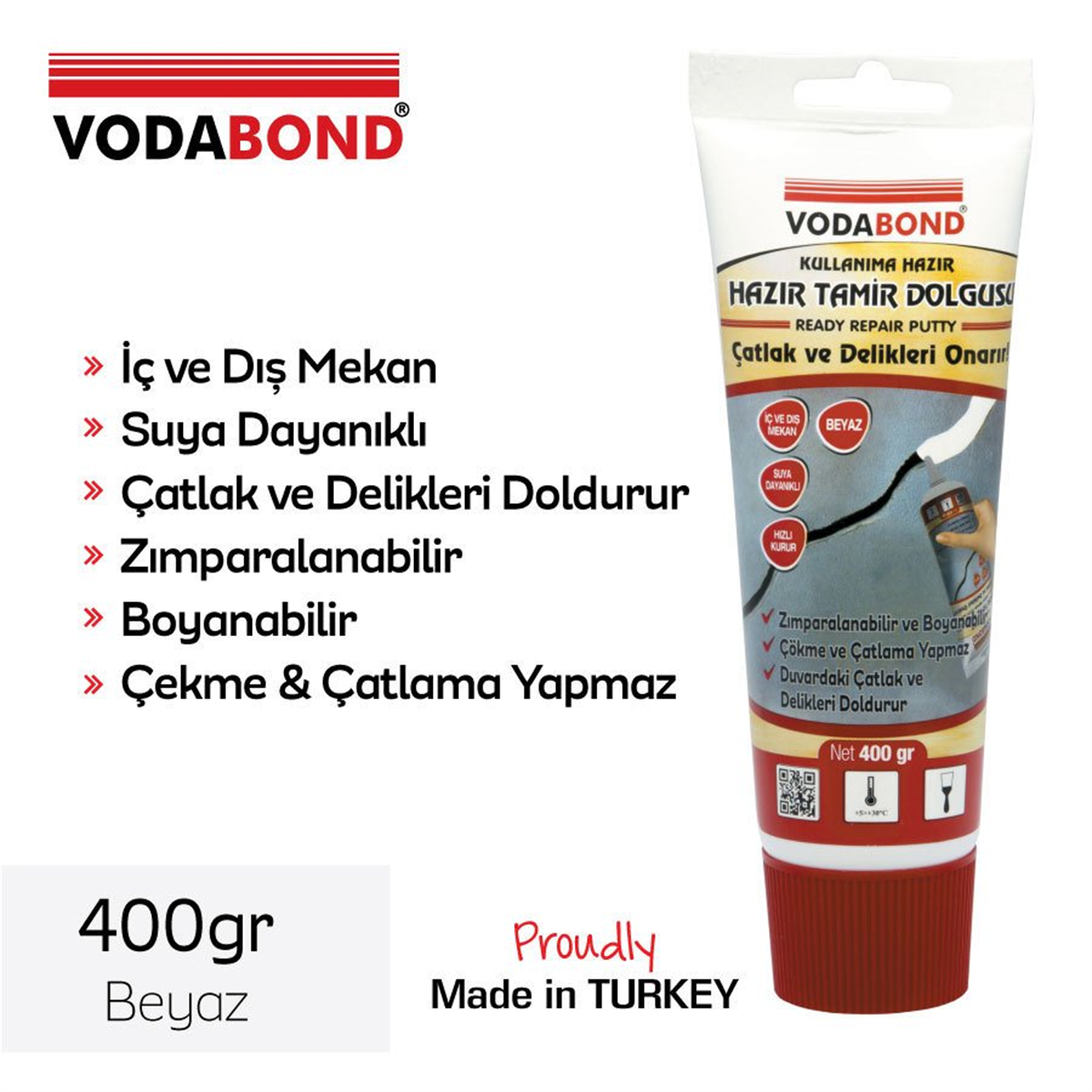 VODABOND Kullanıma Hazır Tamir Dolgusu Beyaz 400gr
