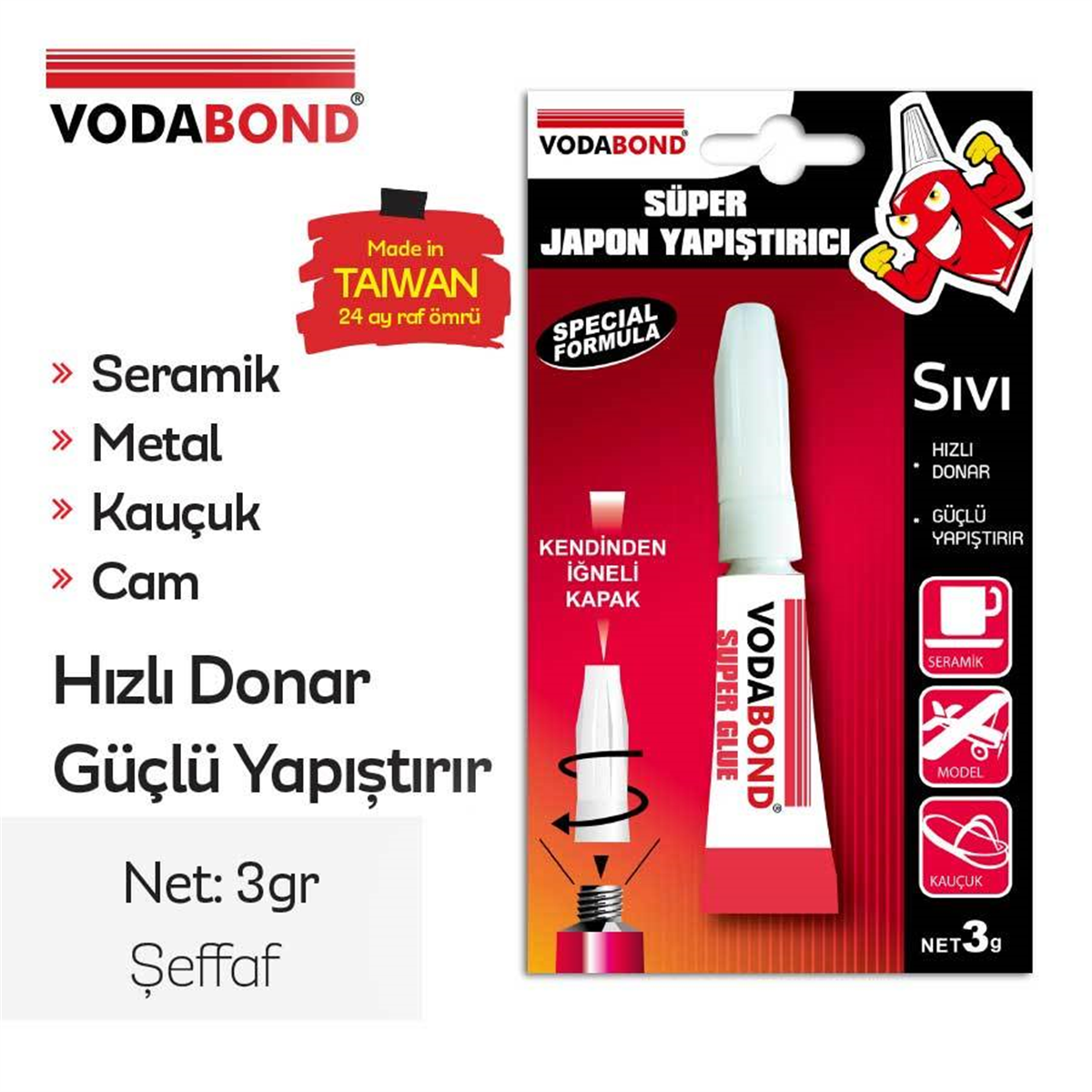VODABOND Süper Japon Yapıştırıcı Şeffaf 3gr