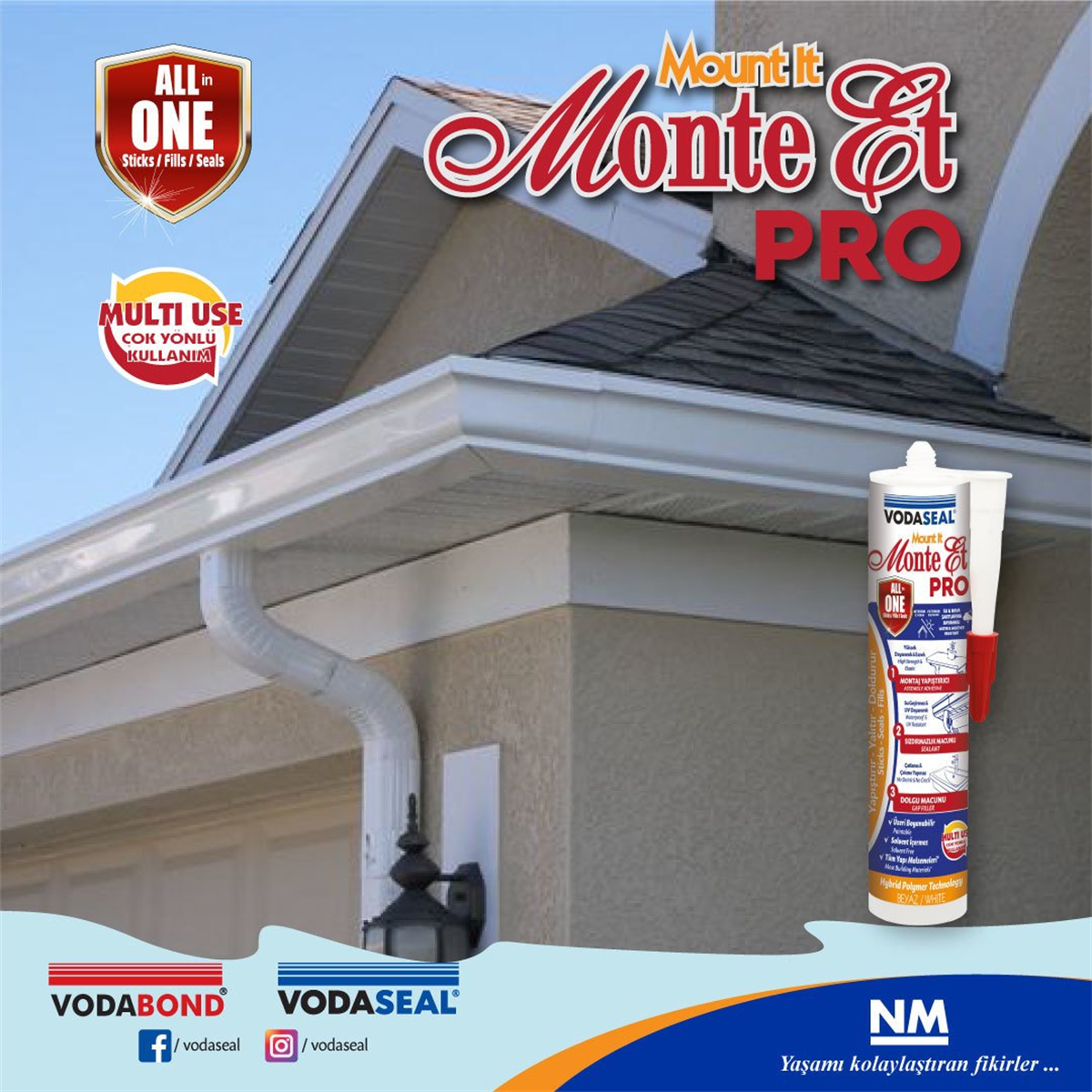 Vodaseal Monte Et Pro Kartuş Beyaz 290 ML