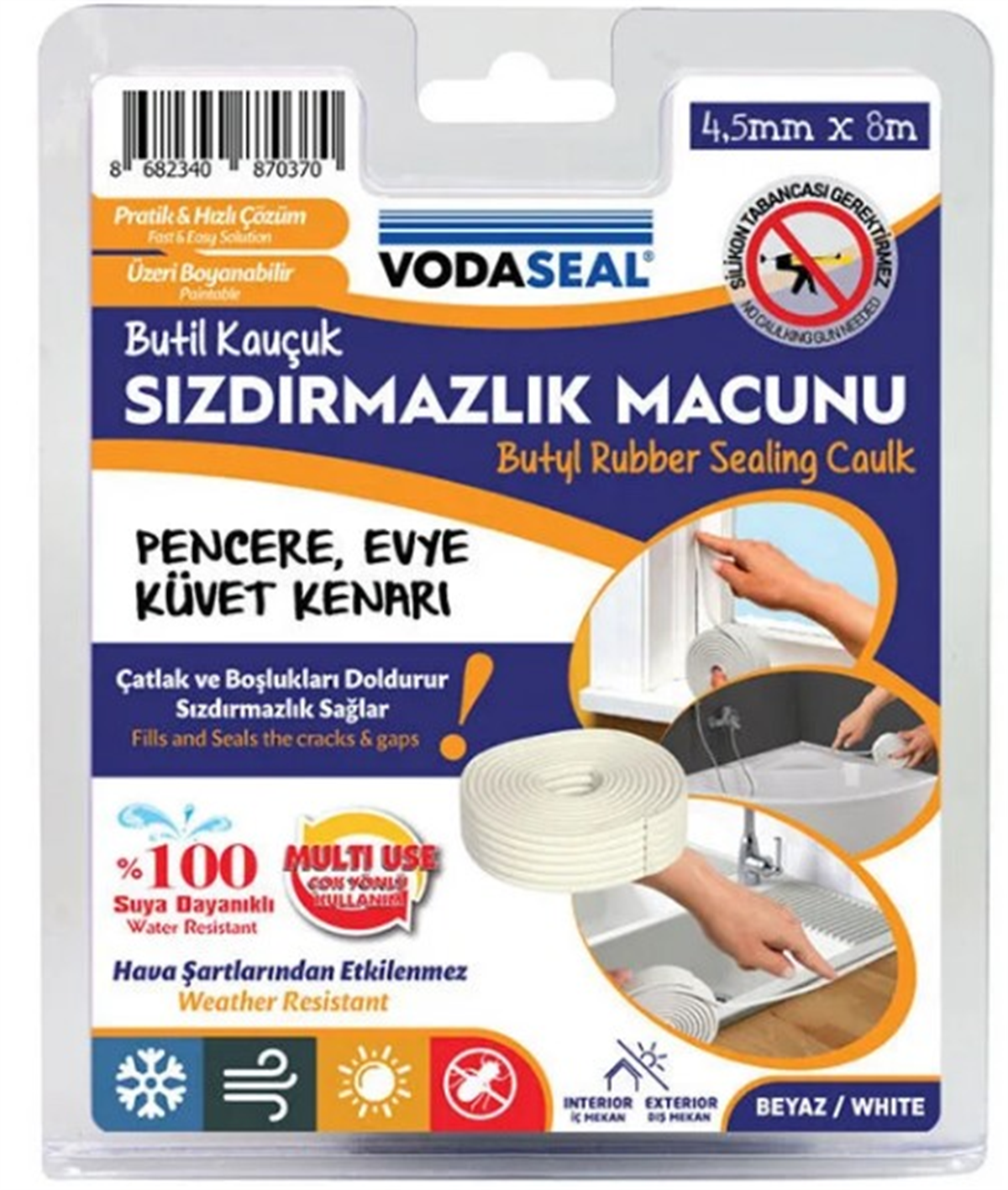 Vodaseal Sızdırmazlık Macunu 4.5 Mm X 8 M BeyazÇözüm Ürünleri