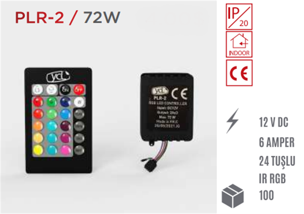 YCL 72 W 6 Amper 24 Tuşlu RGB Led Kumandası PLR-2