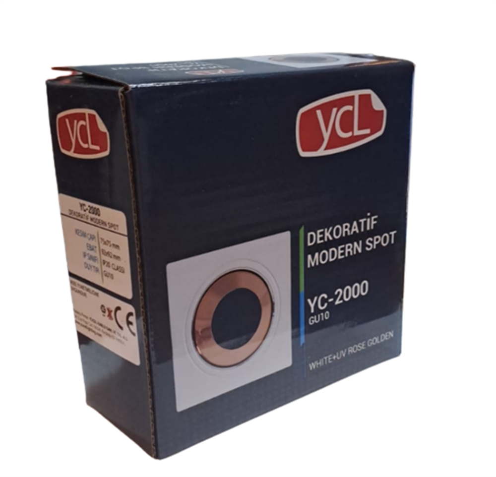 Ycl Dekoratif Modern Spot Kasa Beyaz + Uv Rose Golden Sıva Altı YC-2000