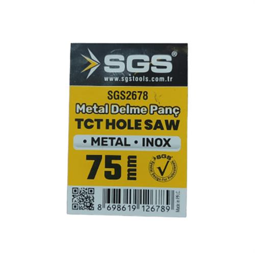 Sgs Tct Metal Panç Delme 75 mm SGS2678