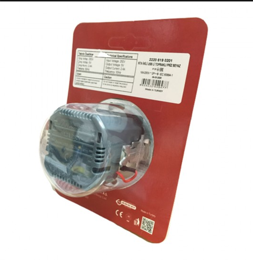 Mutlusan Rita Topraklı Priz 2*Usb Beyaz 22206190201