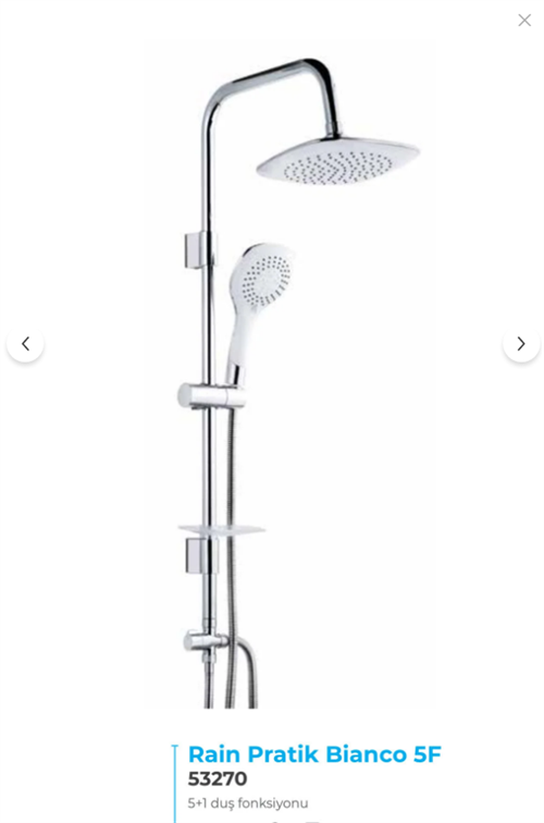 Tema Rain Pratik Bianco 5 F Tepe Duş Seti 53270