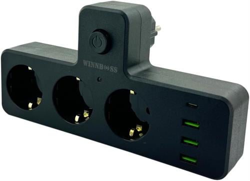 WINNBOSS 3397 3Lü Termal Akım Korumalı Priz 3x Usb 1x Type-C
