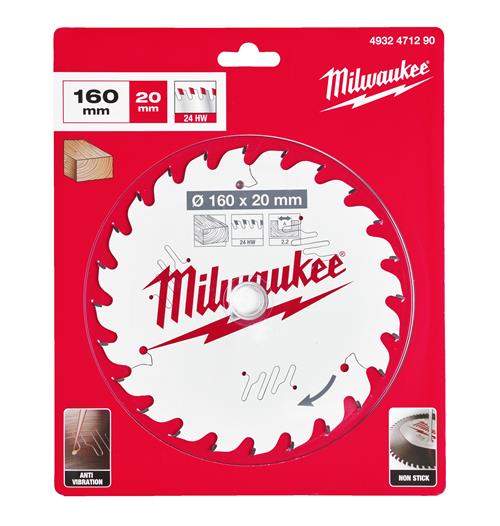 Milwaukee Sürtünme Önleyici Daire Testere Csb Pw 160x20x2-2MM 24 Diş  4932471290 