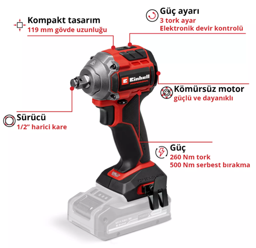 Einhell Tp-Cw 18/260-C Lİ BL Solo Darbeli Somun Sıkma 4510090