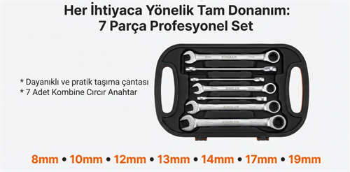 Kınglux Kombine Cırcır Anahtar Set 7 Parça