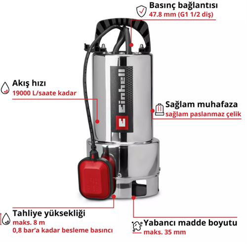 Einhell Gc-Dp 7035 N Eco Plus Dalgıç Pompa Kirli Su 4170765
