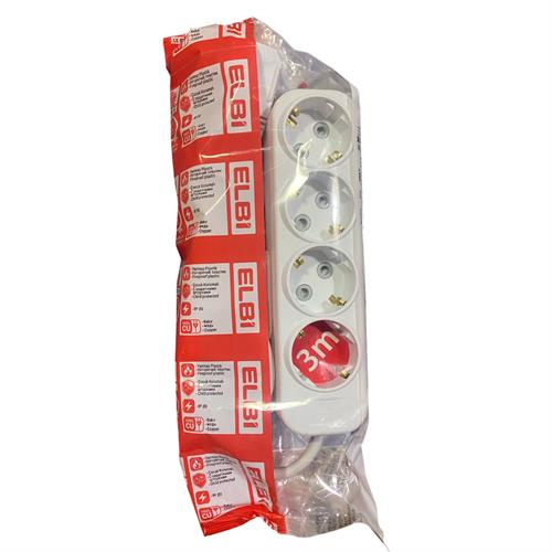 Elbi Myra Dörtlü Çocuk Korumalı Topraklı Grup Priz 3 MT