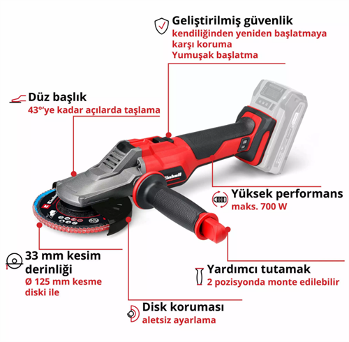 Einhell TP-AG 18/125 F Lİ BL Solo Akülü Avuç Taşlama 4431175 (Aküsüz)