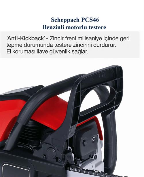 Scheppach PCS 46 Benzinli Ağaç Kesme Motoru 45 CM Pala 2.4 HP