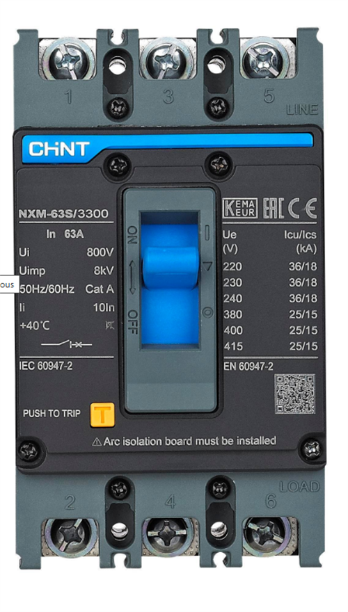 Chnt Kompakt Şalter 63A 25KA 3P Sabit Tip 205889