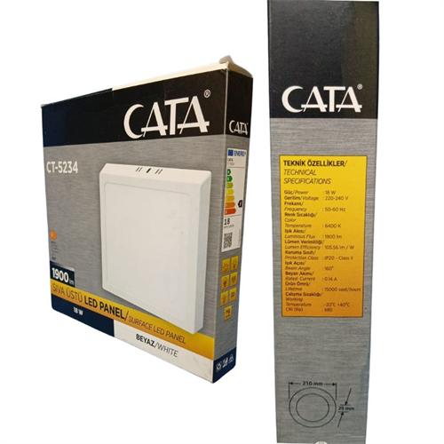 Cata Led Panel S/Ü Kare 18W Beyaz CT-5234B