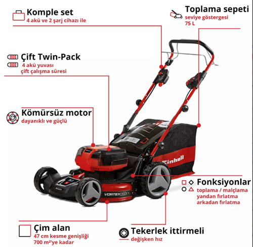 Einhell Gp-Cm 36/47 S Hw Lİ 4*4,0AH Çim Biçme Makinası 3413200