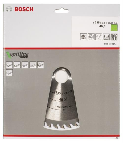 Bosch Daire Testere Bıçağı Optiline Wood 235*30/25 MM 48 Diş 65180167
