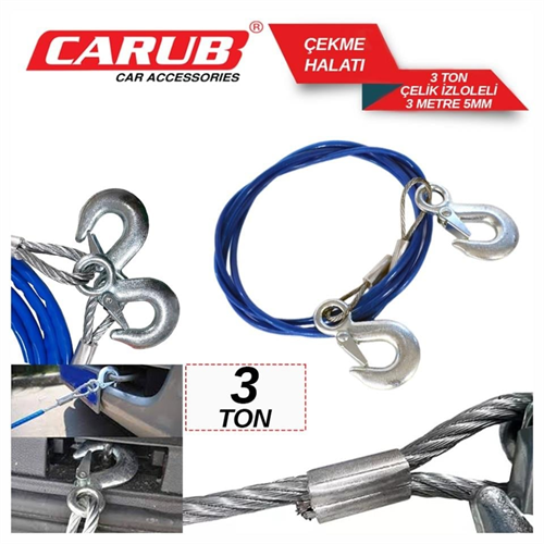 Carub Çelik Çekme Halatı İzoleli 3 Ton 