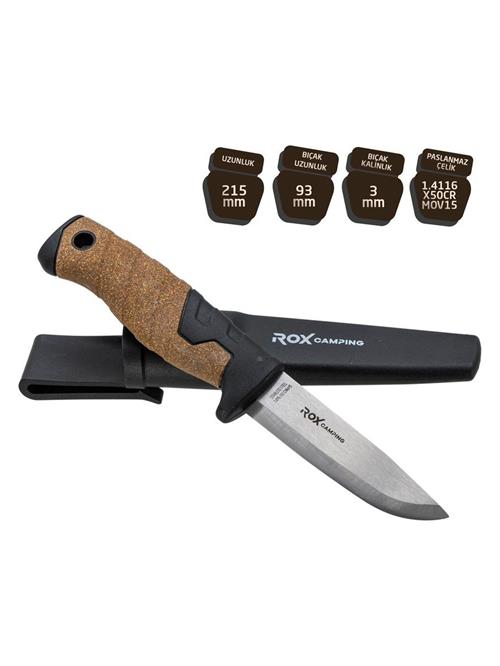 Rox Camping Bushcraft Plus Paslanmaz Çelik Kamp Bıçak Siyah 153CAMP0322