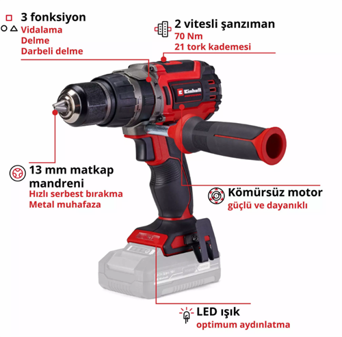 Einhell Tp-Cd 18/70 Lİ-İ BL Solo Darbeli Vidalama 4514315