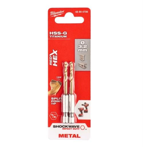 Milwaukee Metal Matkap Ucu Hex Girişli 2Lİ 3.2 x 66.5MM 48894706