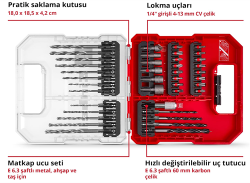 Einhell Matkap+Uç Set 40 Parça 109054