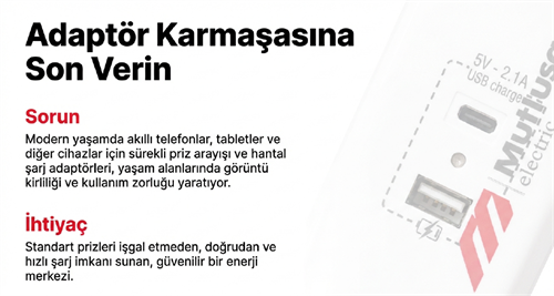 Mutlusan Ri-Tech Altılı Usb+Type-C Grup Priz Ç.K Klemensli 