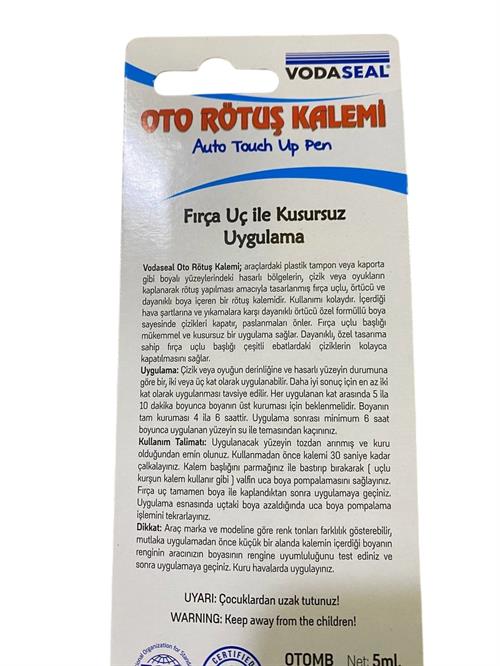 Vodaseal Oto Rötuş Kalemi Metalik Siyah 5 ML