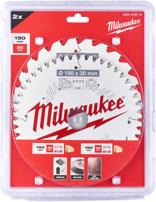 Milwaukee Sunta Kesme Testeresi 190*24mm 48 Diş 2Li 4932479574