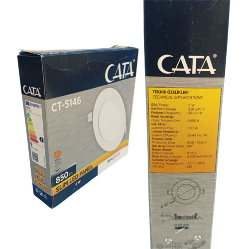 Cata Slim Led Panel S/A Yuvarlak 9W Beyaz CT-5146B