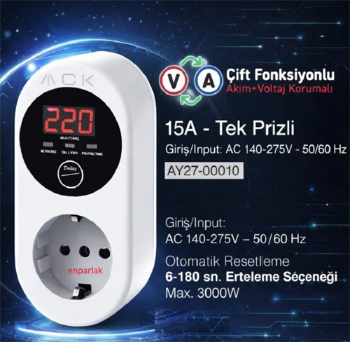 Ack Voltaj Korumalı Priz 16A AY27-00010