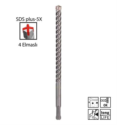 Bosch SDS Plus-5X 11 X 210 MM Dört Elmaslı Matkap Ucu 2608833805
