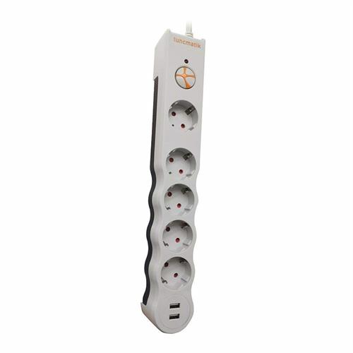 Tunçmatik TSK5015 Enerji Koruma Powersurge Beşli Beyaz Priz 1.5MT Kablo + 2 USB 1050 Joule